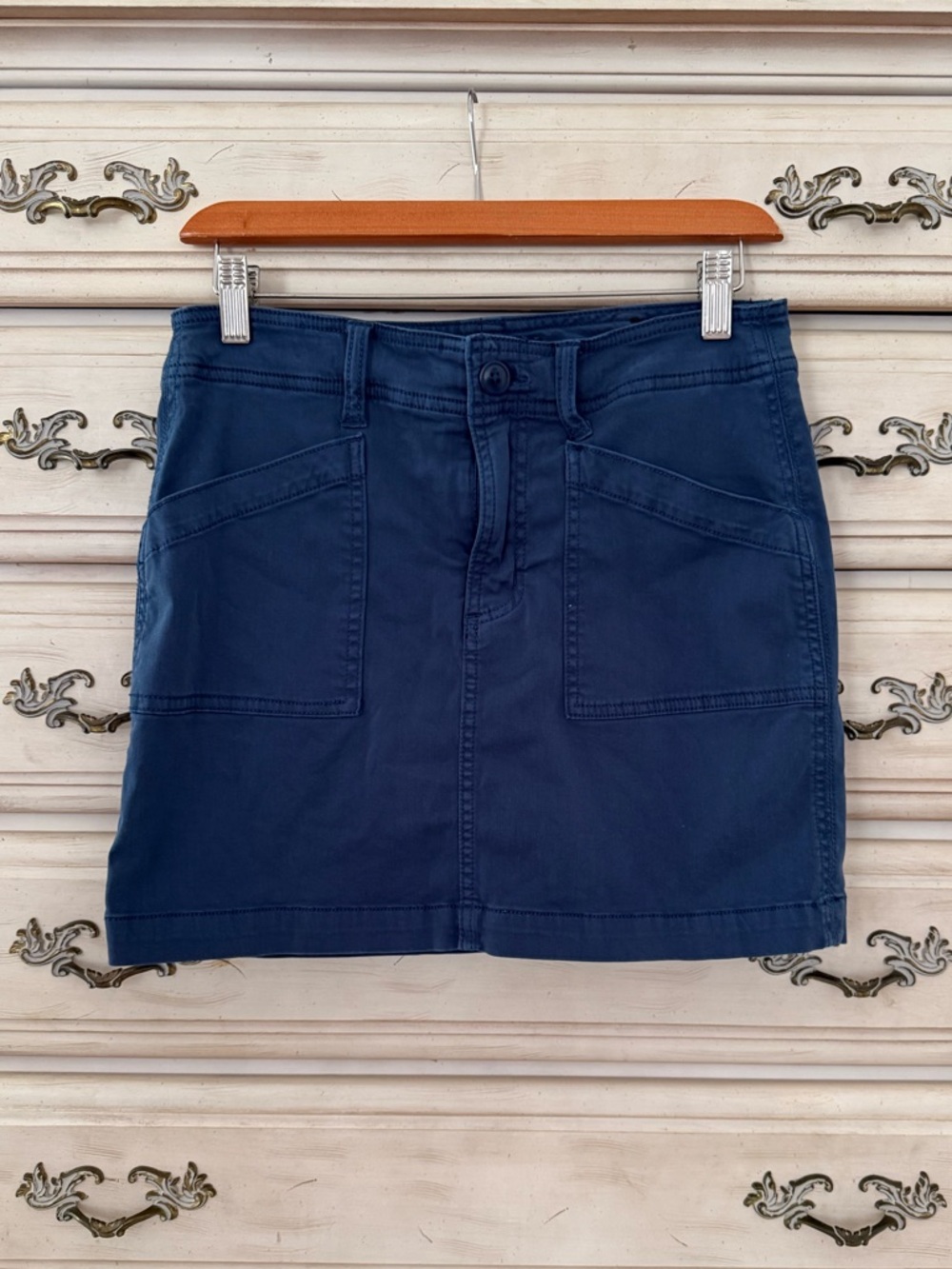 Liverpool Navy Blue Cotton Cargo Skirt